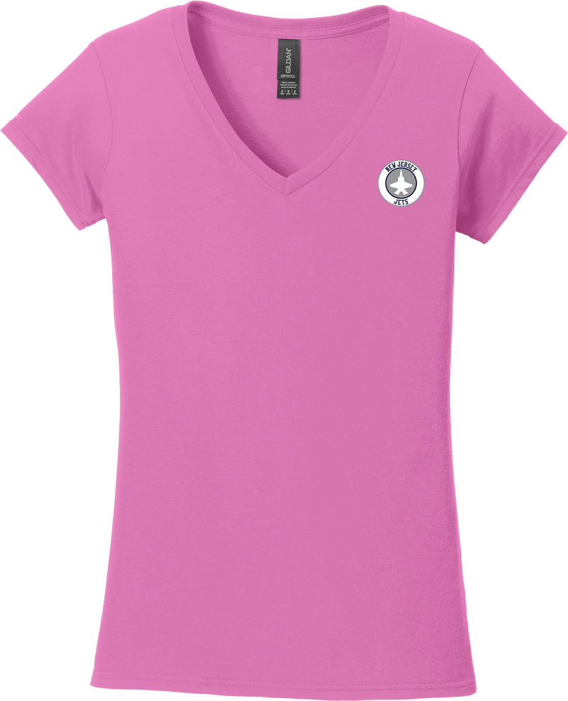 NJ Jets Softstyle Ladies Fit V-Neck T-Shirt