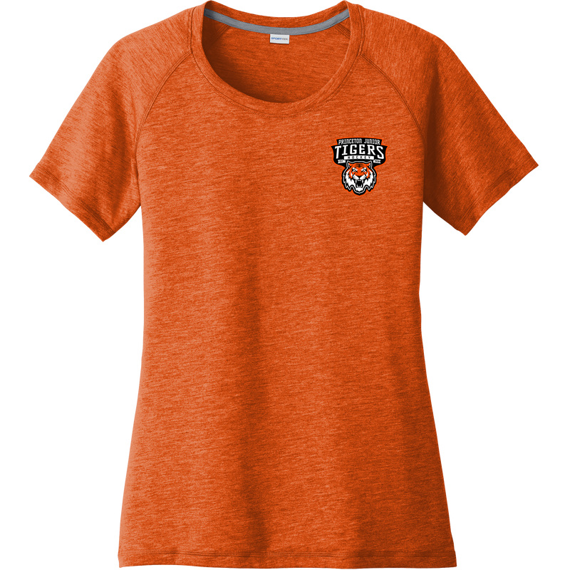 Princeton Jr. Tigers Ladies PosiCharge Tri-Blend Wicking Scoop Neck Raglan Tee