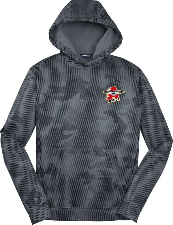 NY Aviators Youth Sport-Wick CamoHex Fleece Hooded Pullover